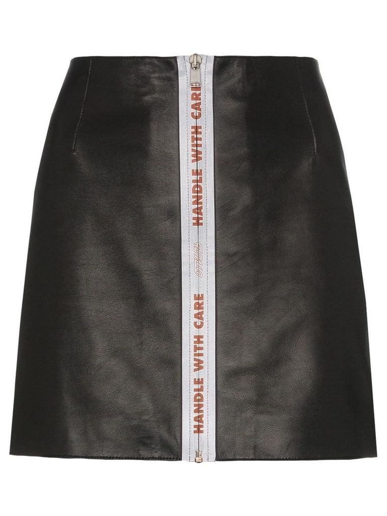 Heron Preston Reflective tape leather mini skirt - Black