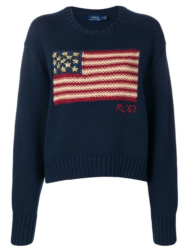 Polo Ralph Lauren flag knit slouchy sweater - Blue