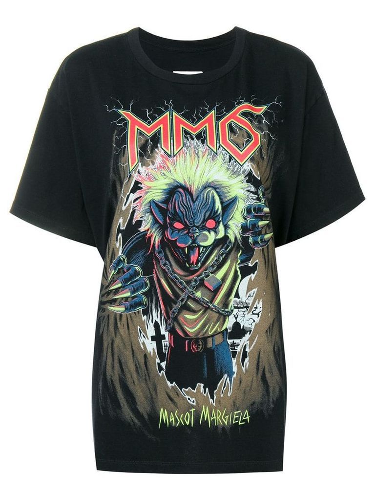 Mm6 Maison Margiela Zombie cat print T-shirt - Black