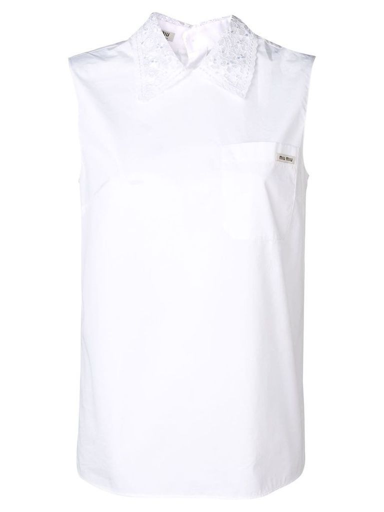 Miu Miu embroidered collar blouse - White