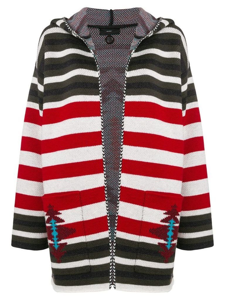 Alanui striped hooded cardigan - Red