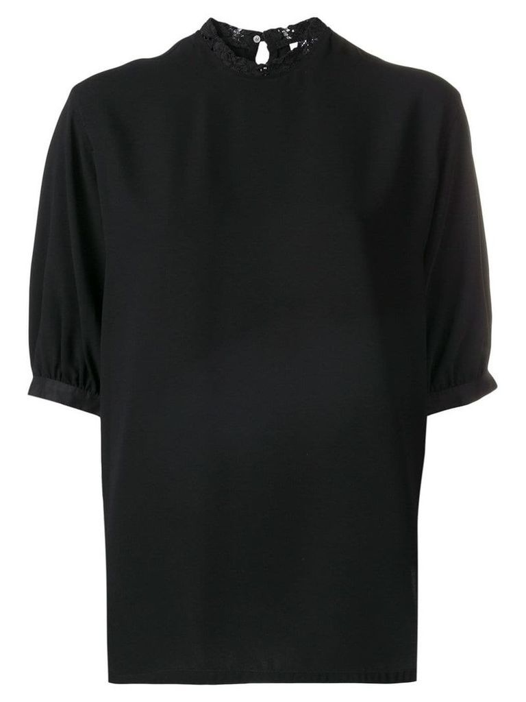 Calvin Klein lace-trimmed blouse - Black