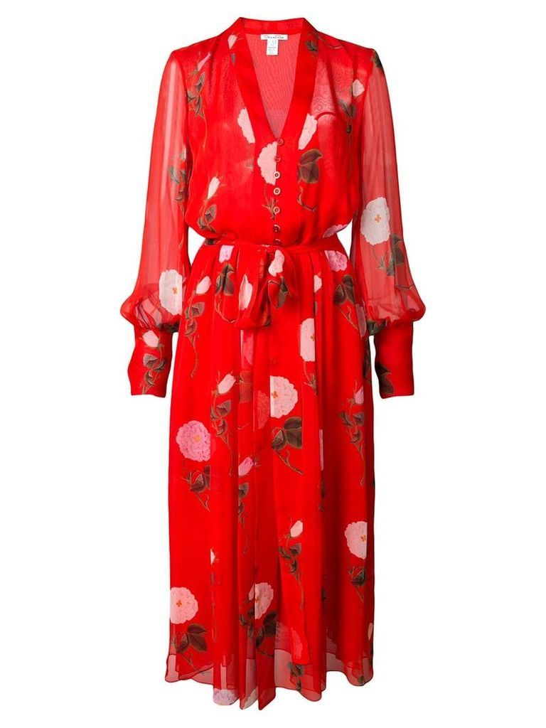 Oscar de la Renta floral print maxi dress - Red