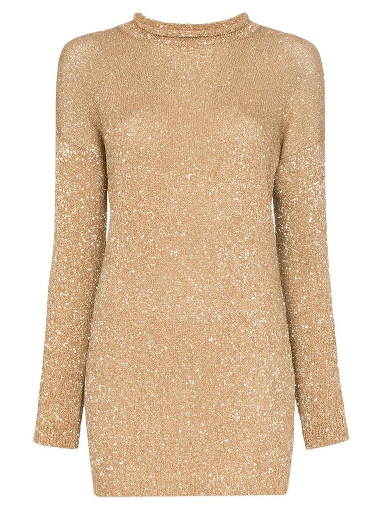 Saint Laurent glitter embellished mini jumper dress - GOLD