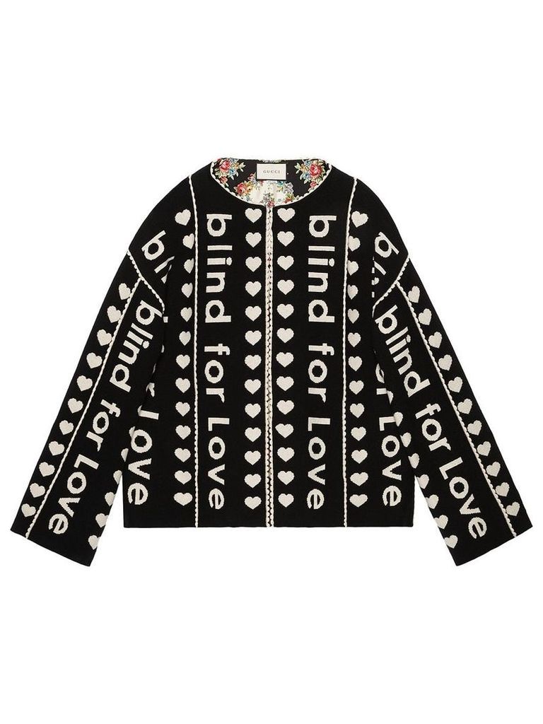 Gucci Blind for Love jacquard wool coat - Black