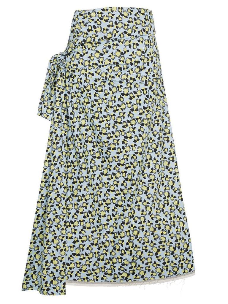 Marni floral print side-tie skirt - Blue
