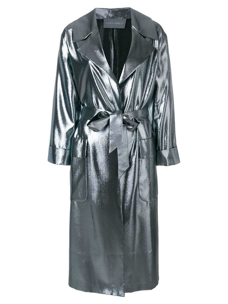 Alberta Ferretti metallic oversized coat - Grey