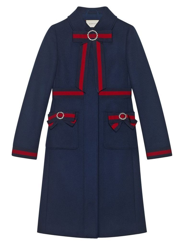 Gucci Wool coat with Web bows - Blue