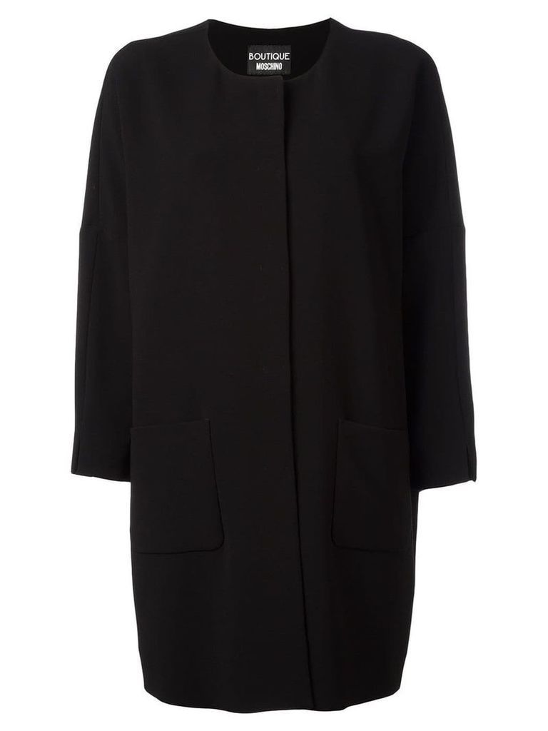 Boutique Moschino three-quarters sleeve boxy coat - Black