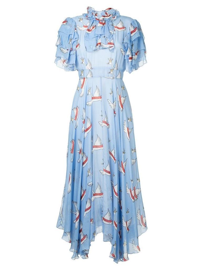 Macgraw swan print dress - Blue