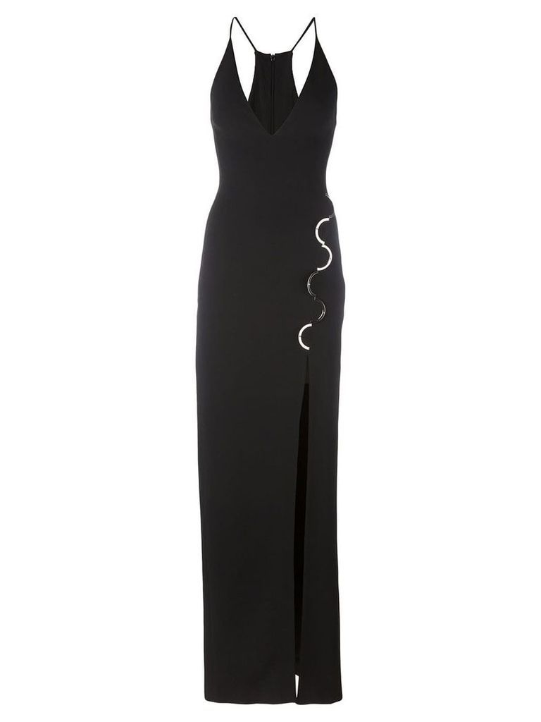 David Koma metallic detail long gown - Black