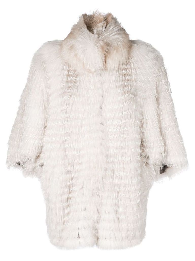Liska striped cocoon jacket - White