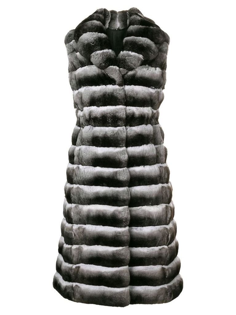 Liska sleeveless long fur coat - Black