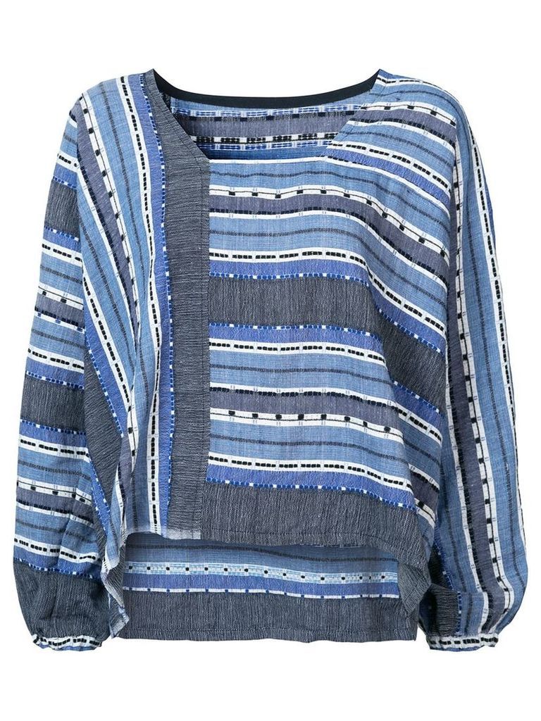 lemlem striped embroidered details blouse - Blue