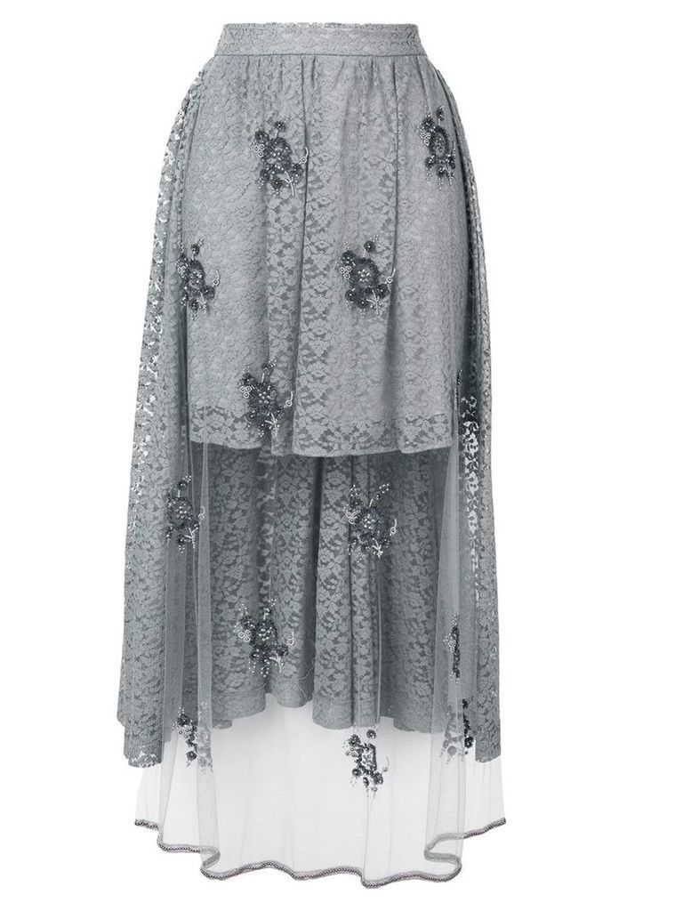 Stella McCartney embellished lace high-low skirt - Grey