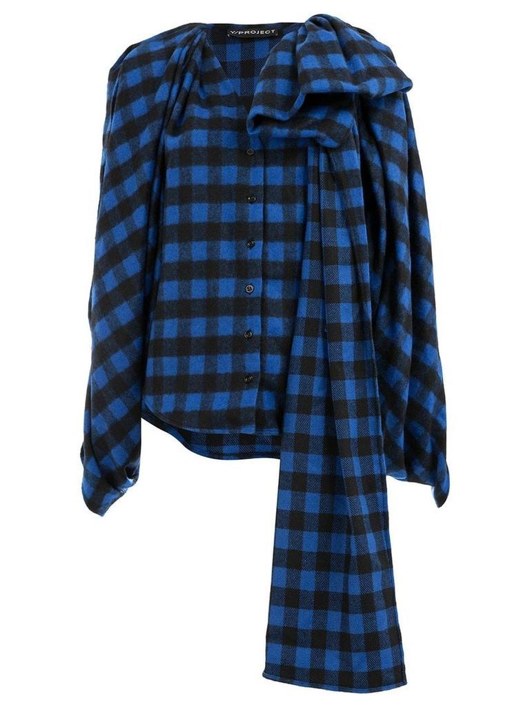 Y/Project checked asymmetric blouse - Blue