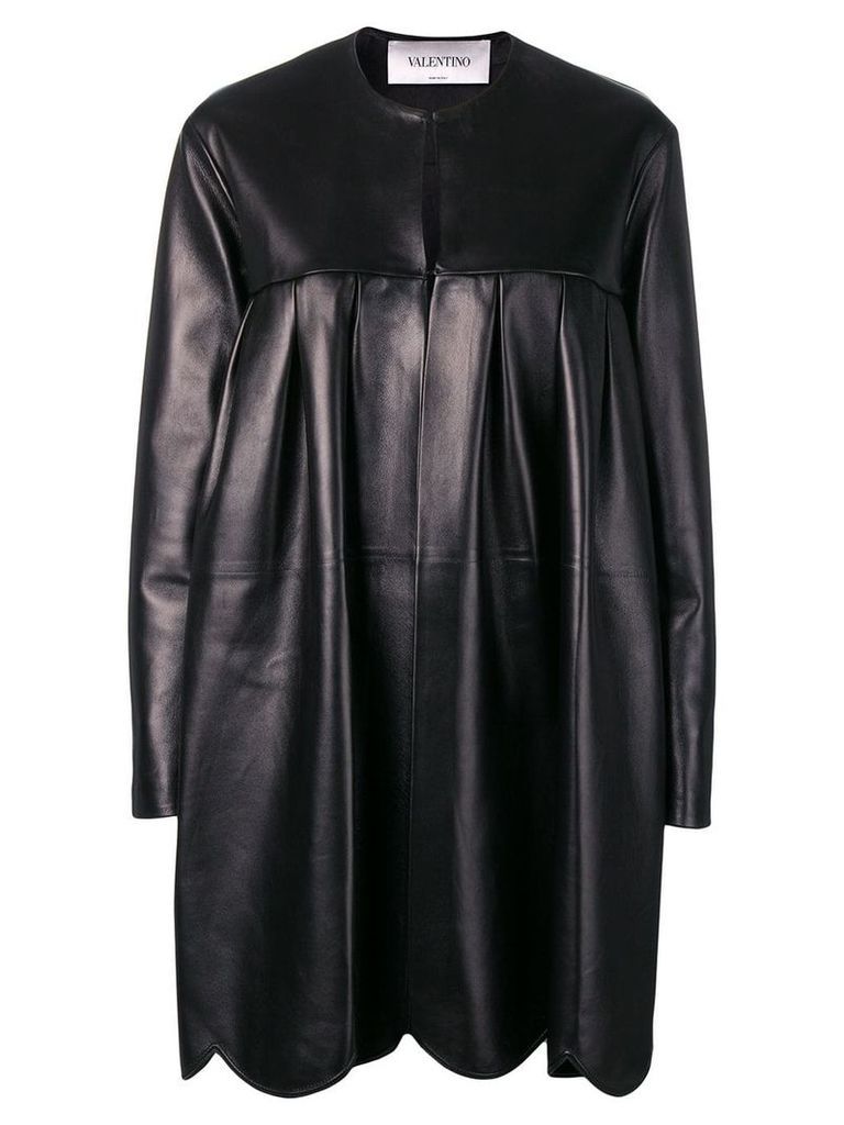 Valentino scalloped leather coat - Black