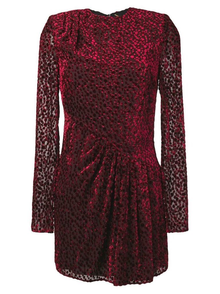 Saint Laurent dotted sheer mini dress - Red