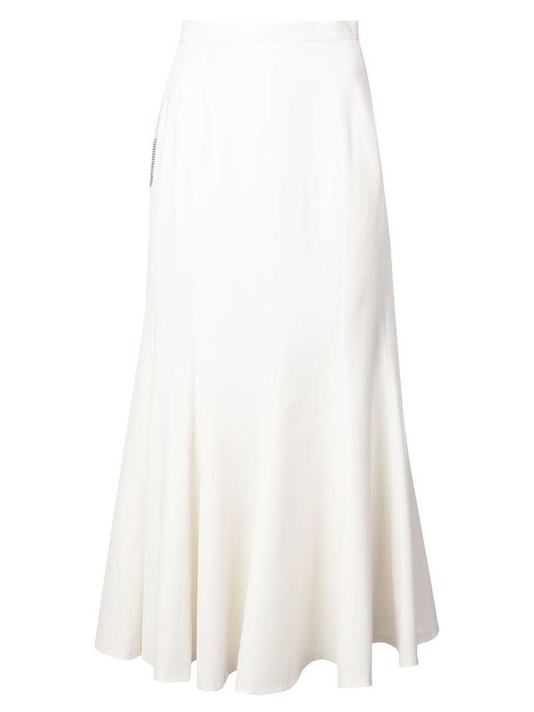 Natasha Zinko colourblock ruffled midi skirt - White