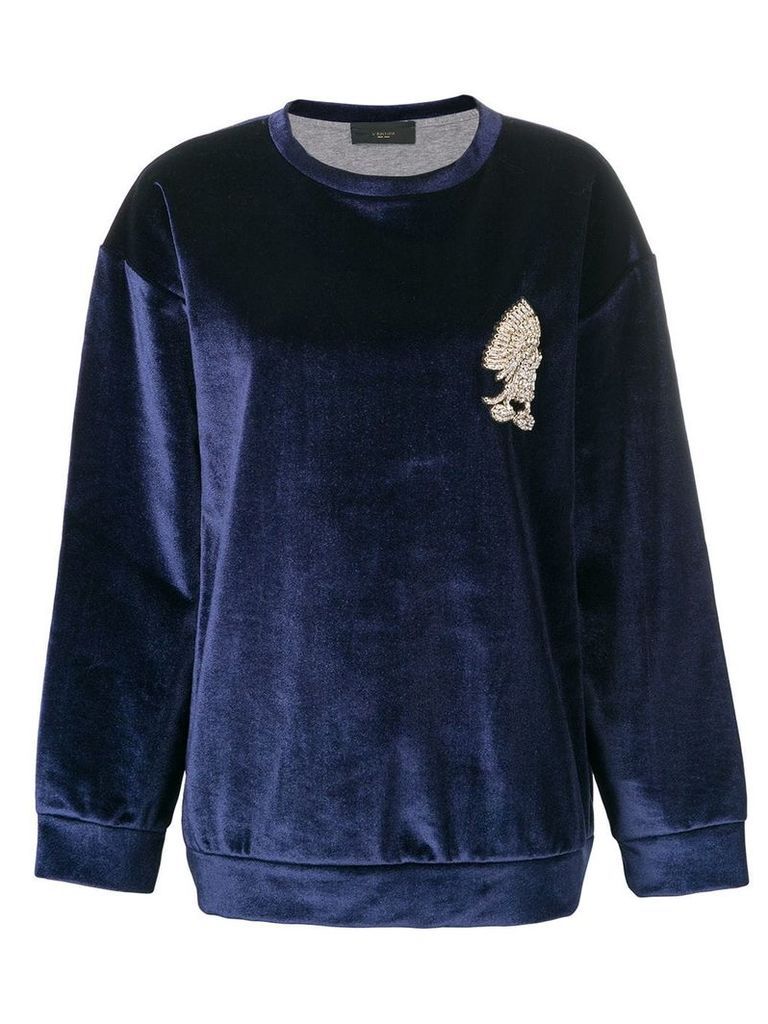 Lédition embellished detail velvet sweatshirt - Blue