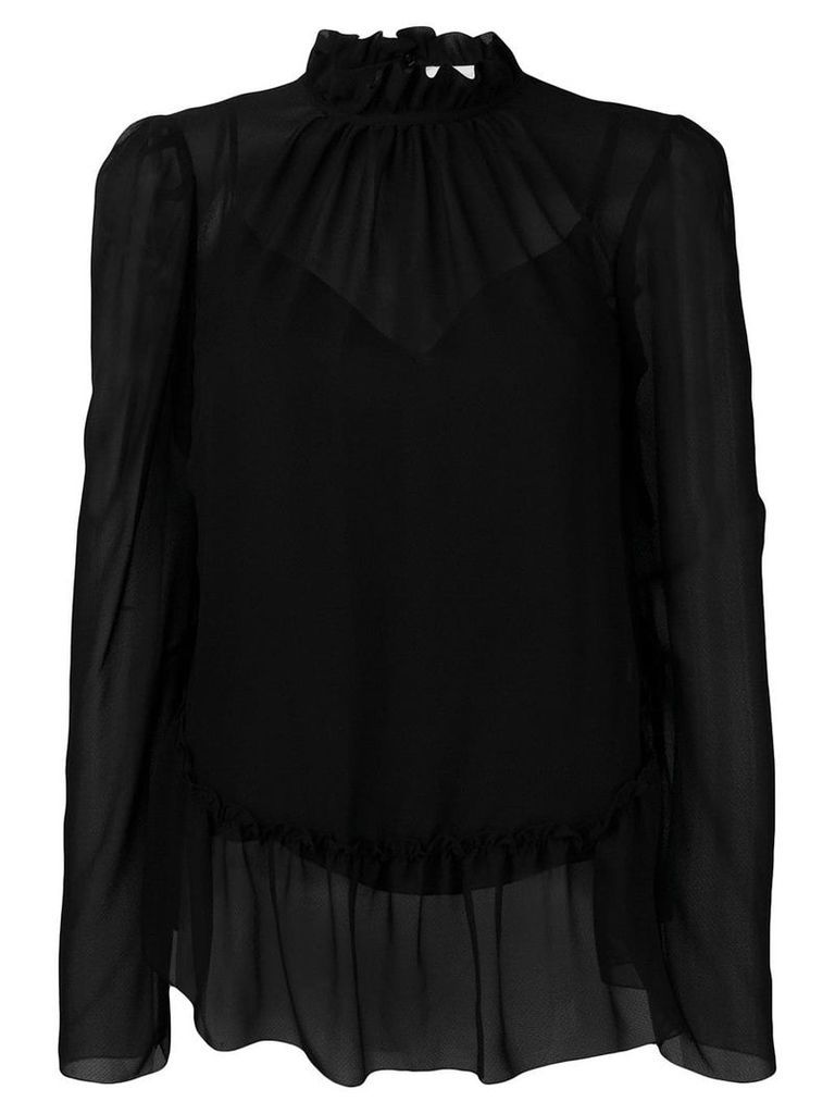 See by Chloé sheer ruffle trim blouse - Black
