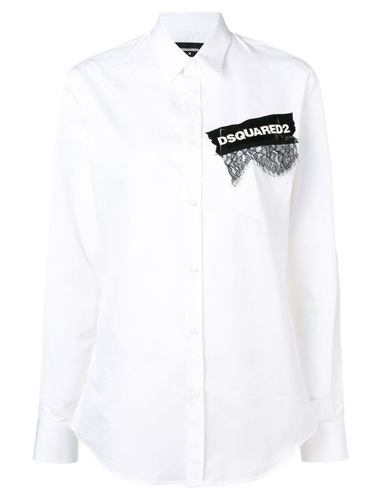 Dsquared2 printed lace appliqué shirt - White