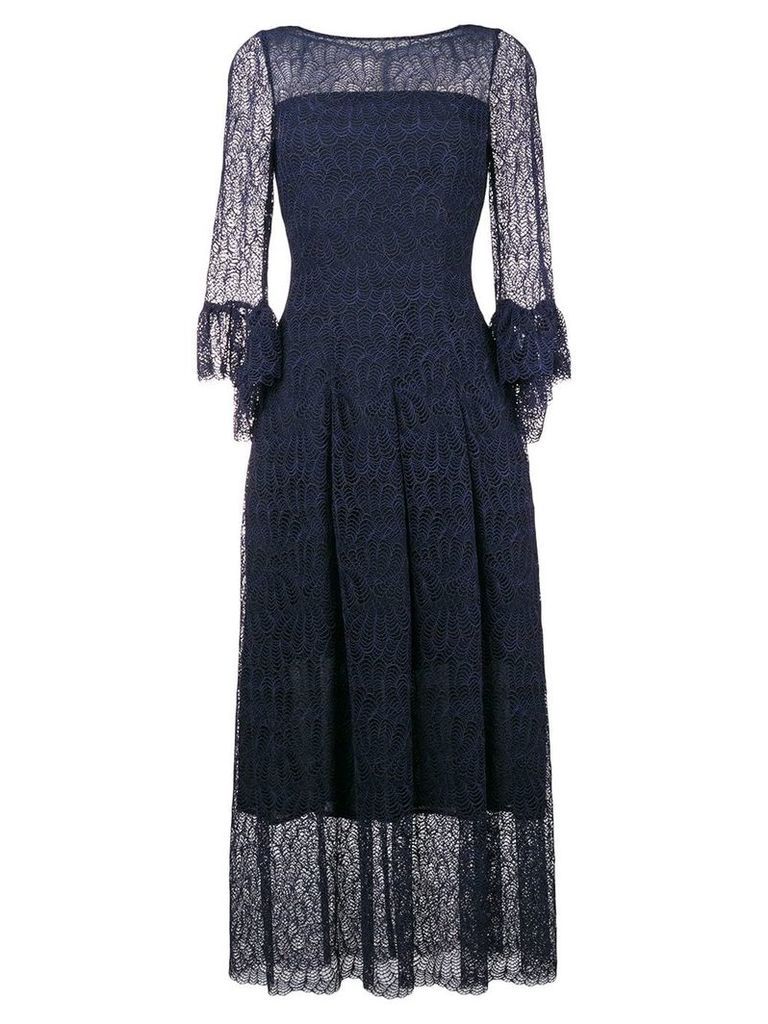 Talbot Runhof lace flared midi dress - Blue