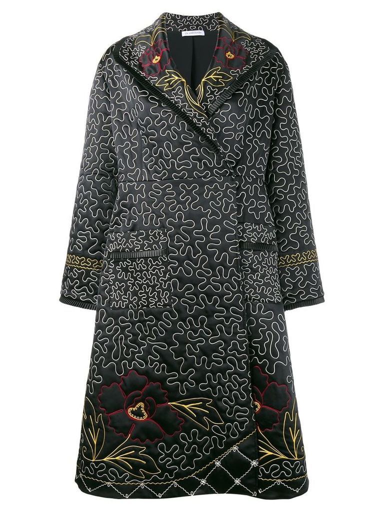 JW Anderson floral and squiggle embroidered coat - Black