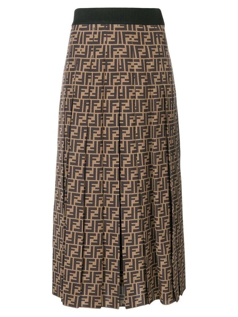 Fendi FF motif flared pleated skirt - Neutrals