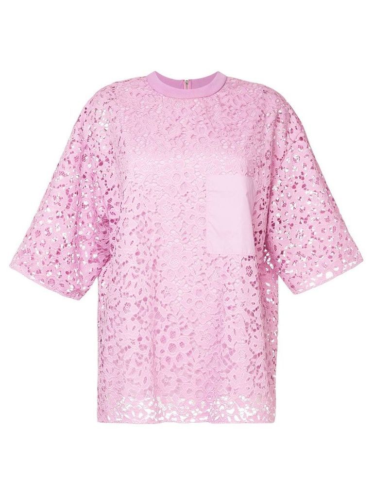 Tibi loose-fit lace T-shirt - PINK