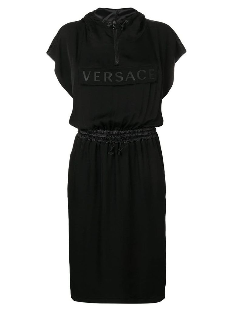 Versace Rubberised Versace logo hooded dress - Black