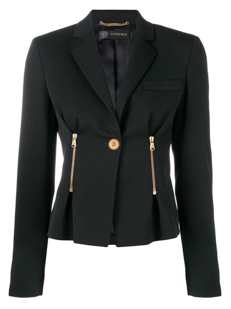Versace single button fitted jacket - Black