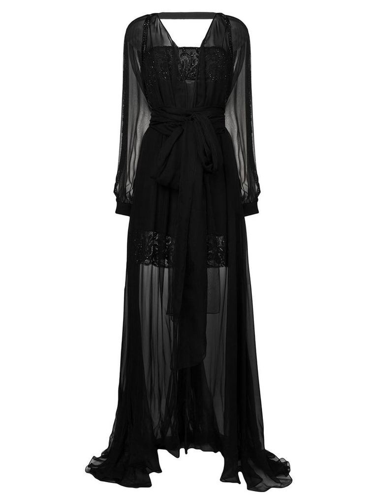 Versace embroidered layered tulle gown - Black
