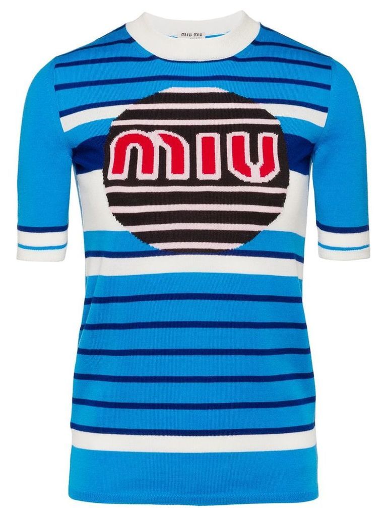 Miu Miu logo knit pullover - Blue