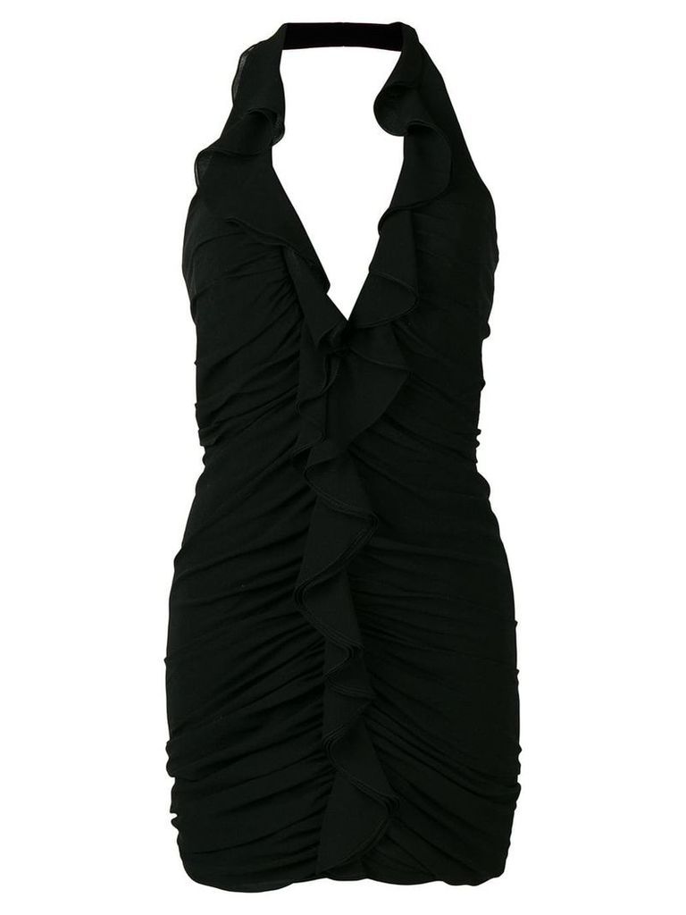 Saint Laurent deep V-neck mini dress - Black