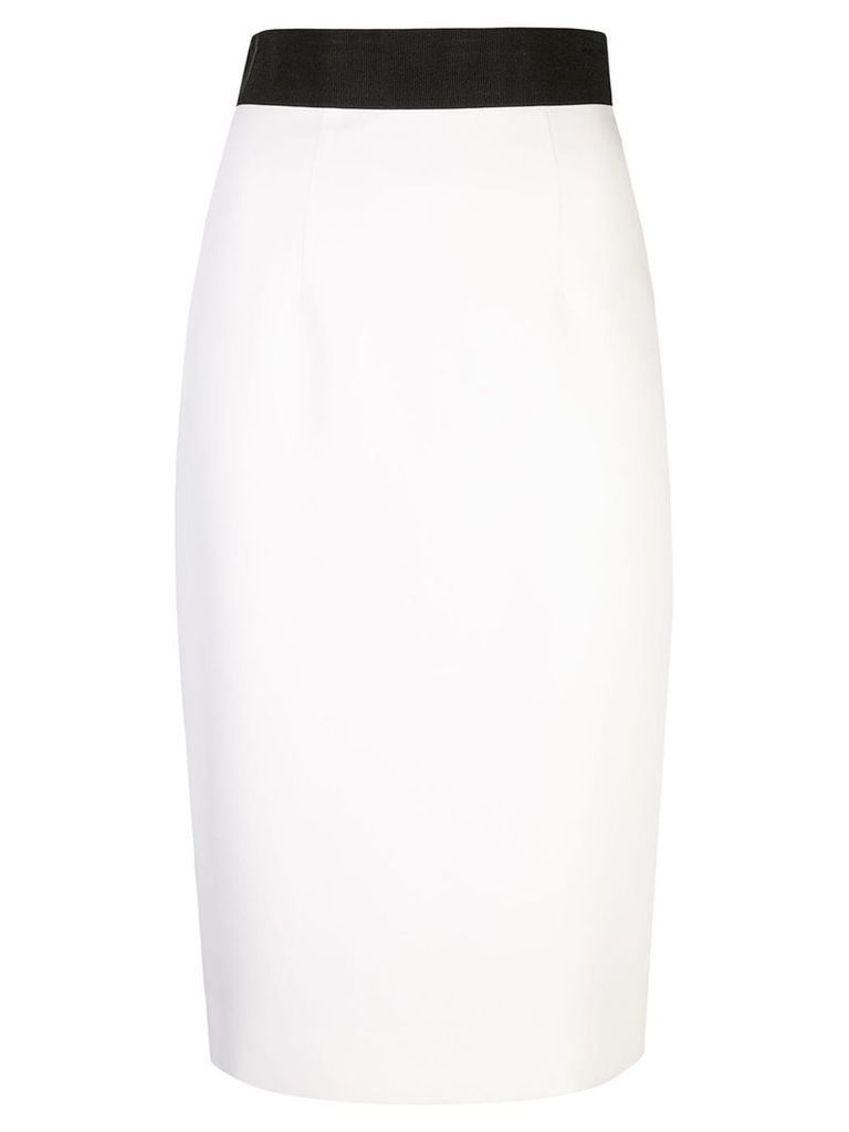 Milly contrast waist pencil skirt - White