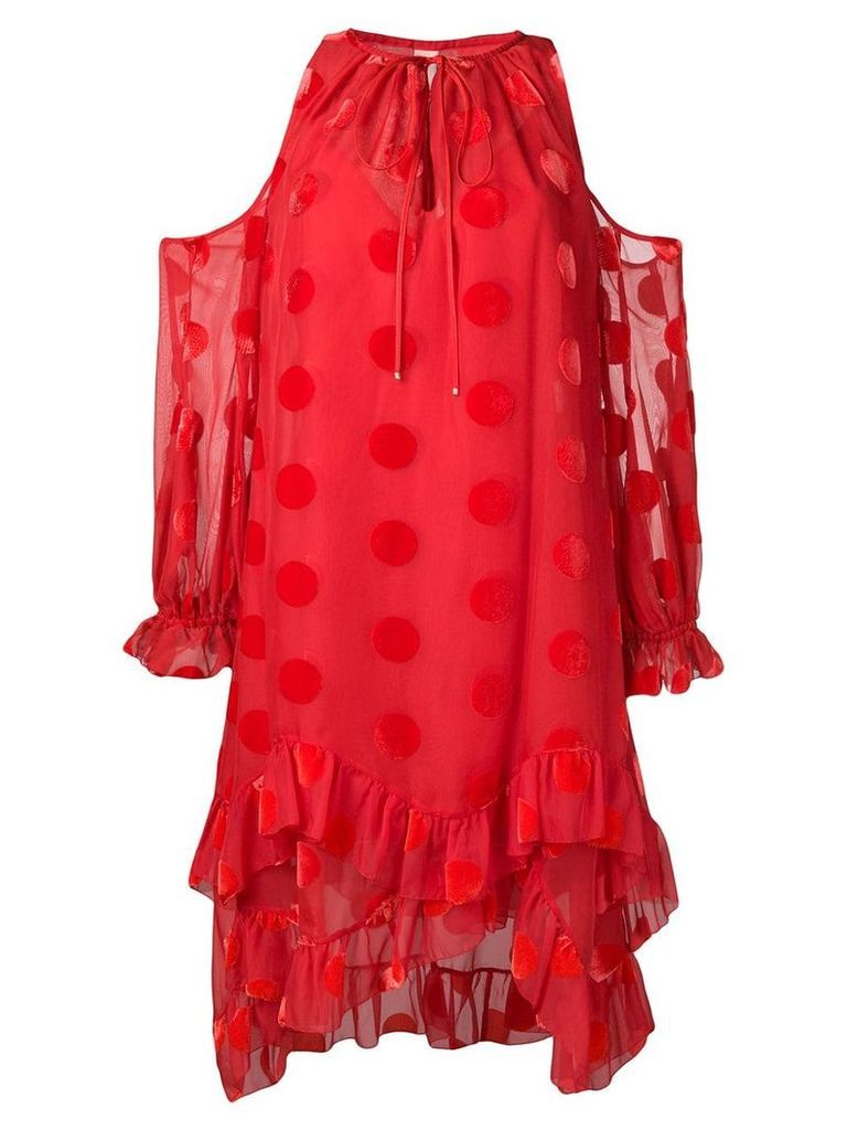 Maria Lucia Hohan polka dot cold shoulder dress - Red