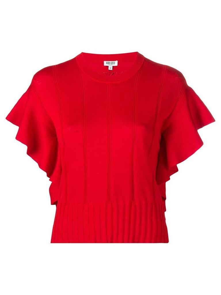 Kenzo ruffle-trimmed knitted top - Red