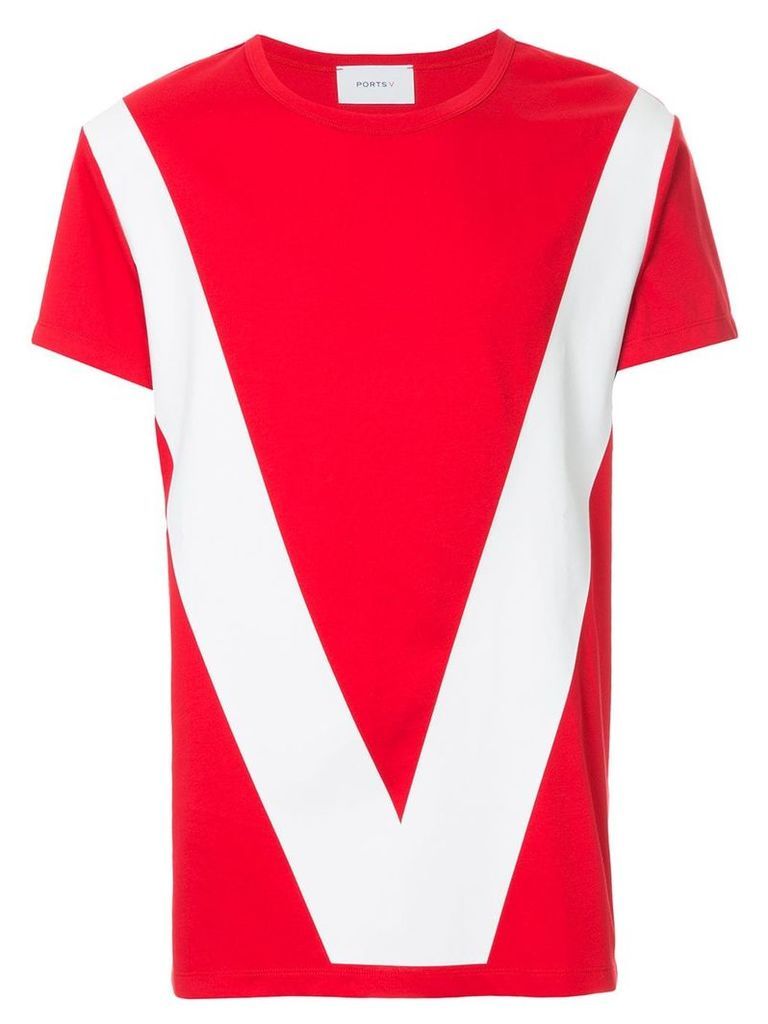 Ports V colour-block T-shirt - Red