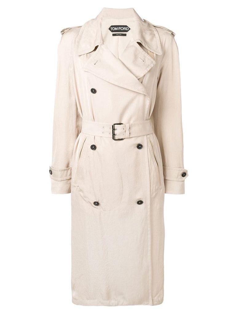 Tom Ford double breasted belted trench coat - NEUTRALS