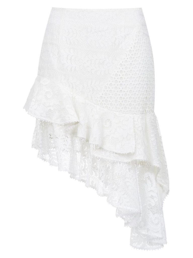 Martha Medeiros lace asymmetric skirt - White