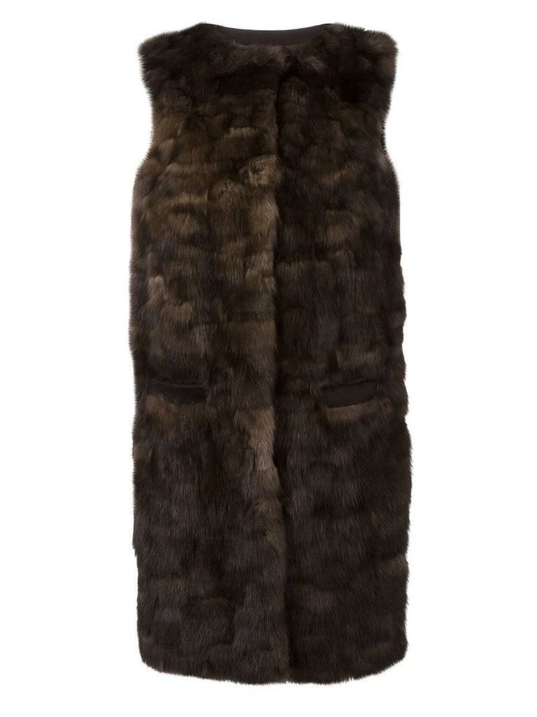 Liska 'Malvai' sleeveless fur coat - Brown