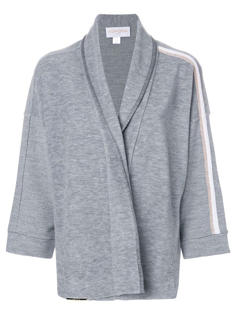 Agnona side stripe cardigan - Grey