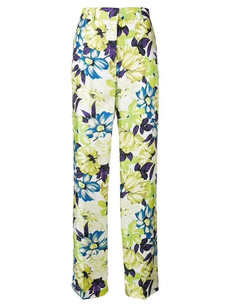 MSGM straight leg floral trousers - Green