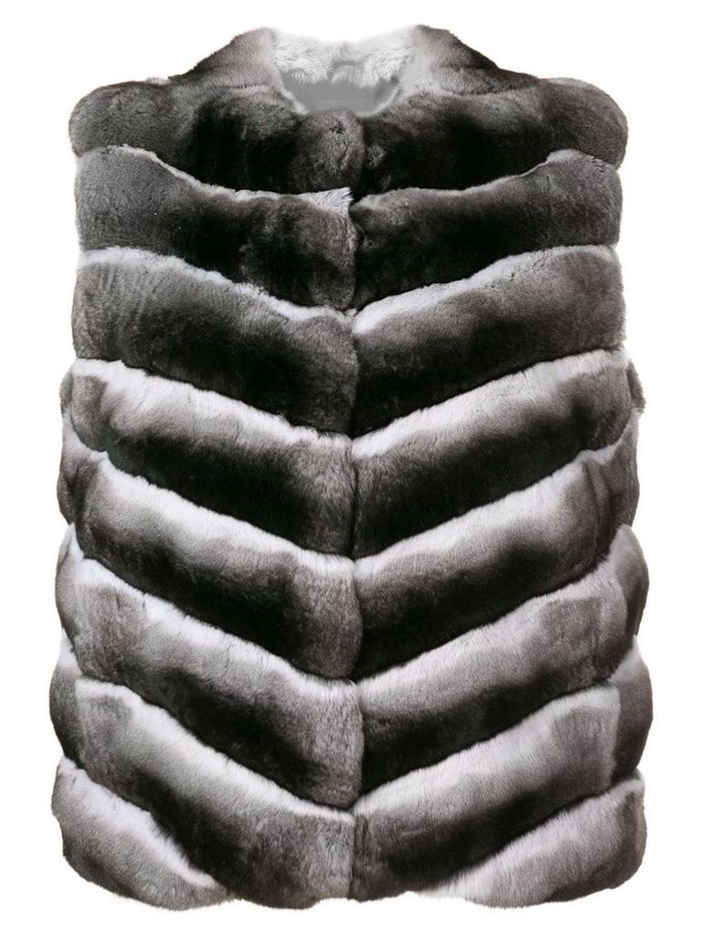 Liska fur sleeveless jacket - Black