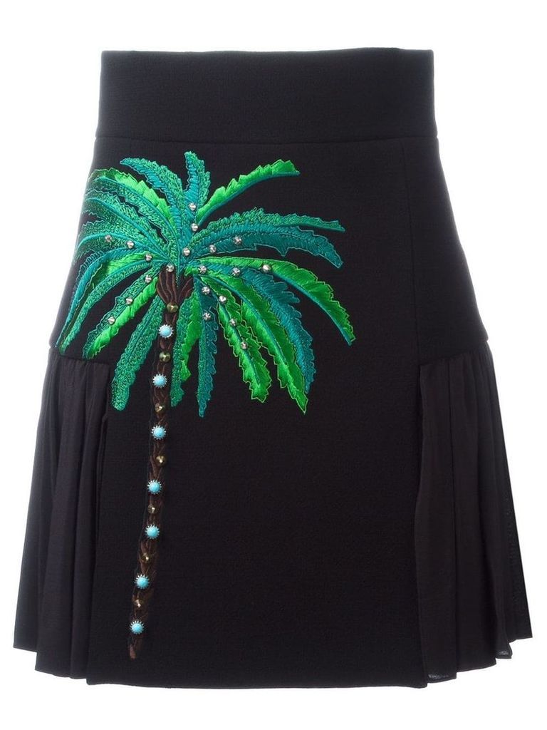 Fausto Puglisi embroidered side pleat skirt - Black