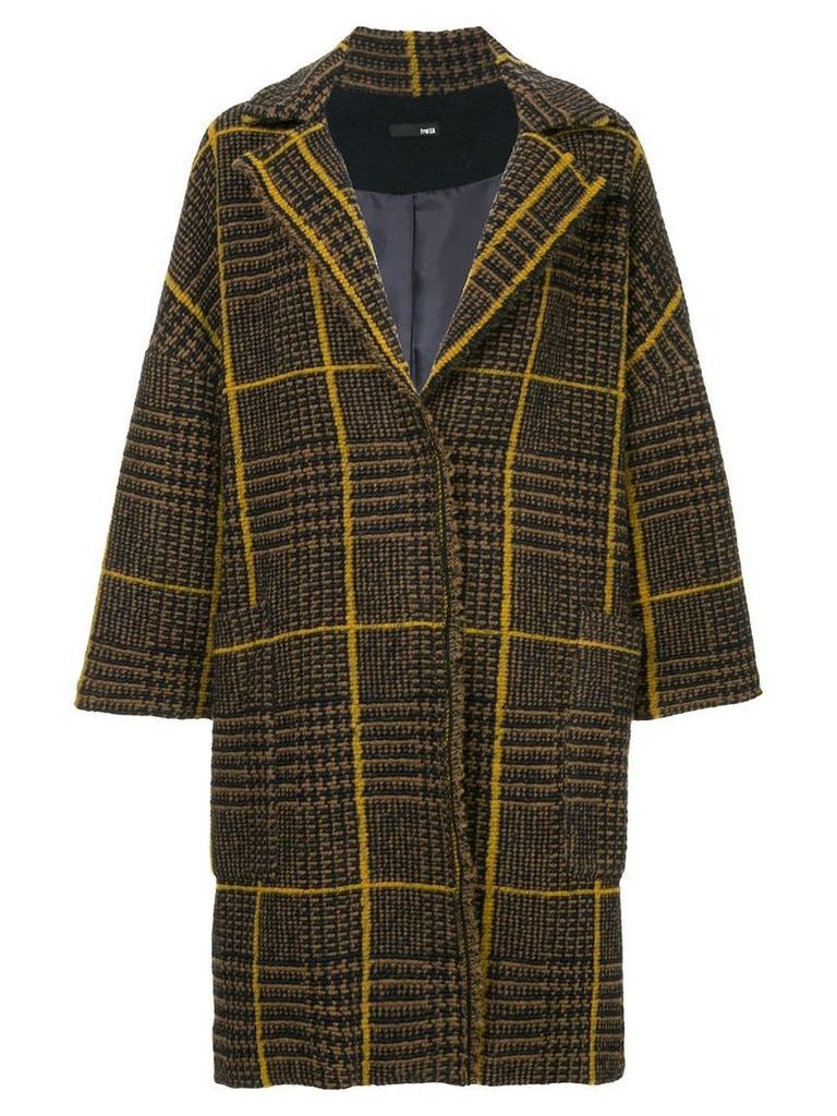 Frei Ea checked single breasted coat - Brown