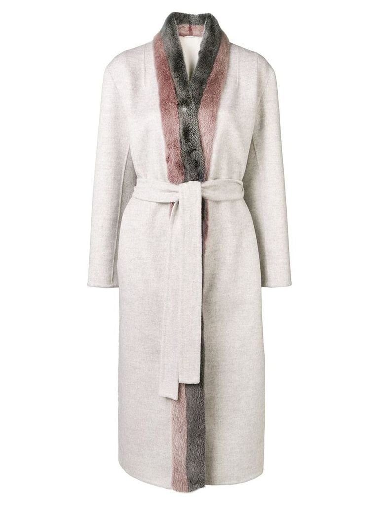 Liska belted mid-length coat - Grey
