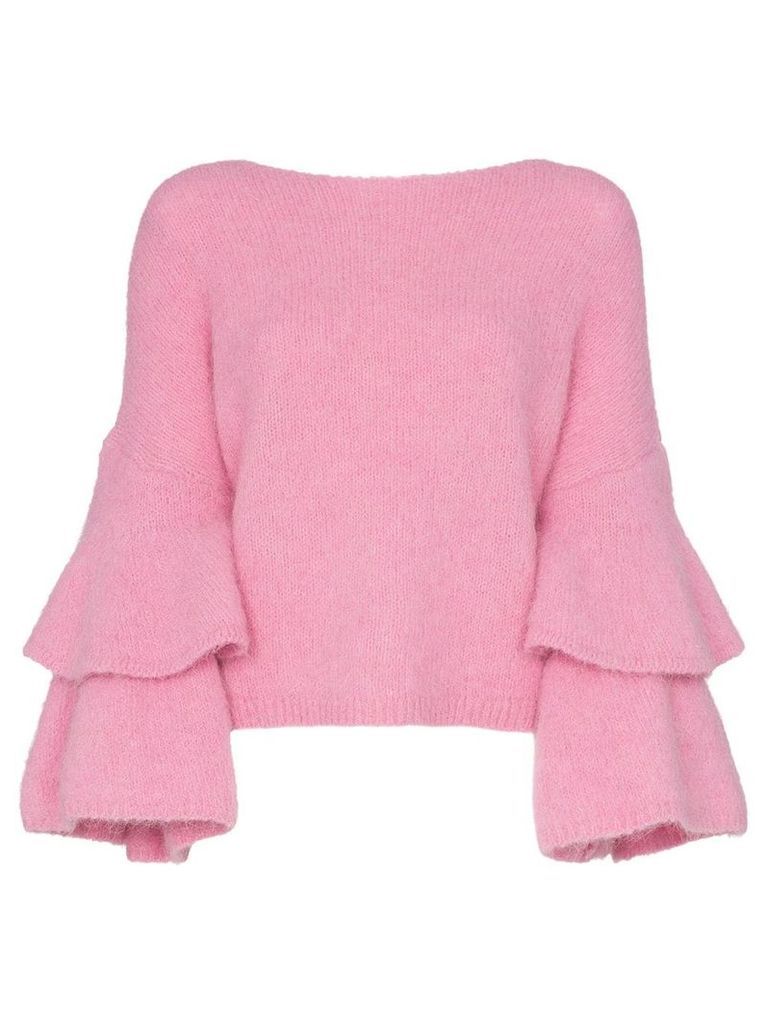 byTiMo knitted flamenco sleeve jumper - Pink
