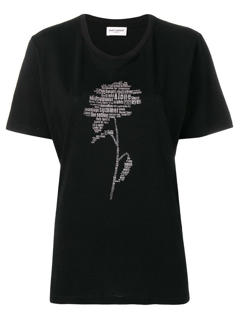 Saint Laurent flower print T-shirt - Black